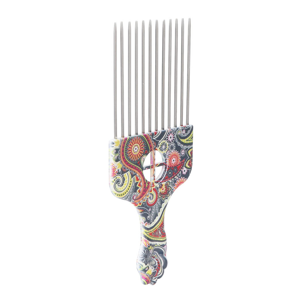 Unisex Stainless Steel Afro Pick Comb With Ergonomic Grip For Better Detangling Thick Curly Hair