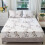 Leaf Print Microfiber Fitted Sheet with Deep Pocket for Double Bed, Soft Breathable Fade Resistant 1