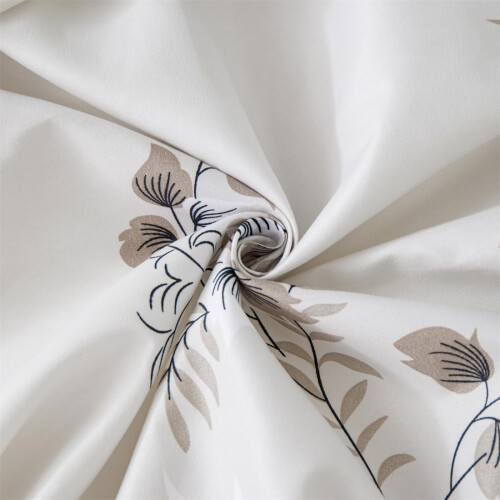 Leaf Print Microfiber Fitted Sheet with Deep Pocket for Double Bed, Soft Breathable Fade Resistant 2