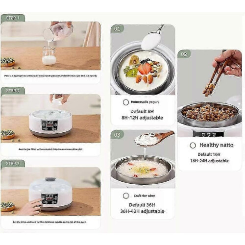 (US Standard)36-Hour Yogurt Maker 1.2L Yogurt Machine with Adjustable Temp & Timer, Automatic Yogurt Natto Rice Wine Maker 2
