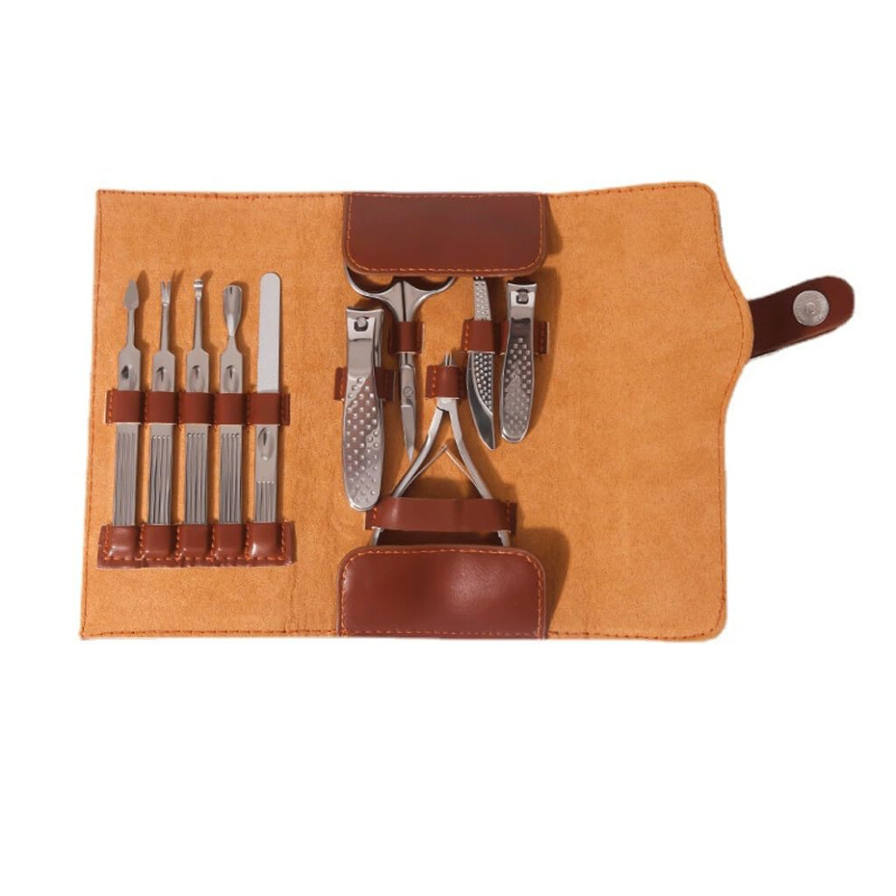 Manicure Set Vintage Brown Nail Clipper Kit with Pliers for Travel and Professional Nail Care