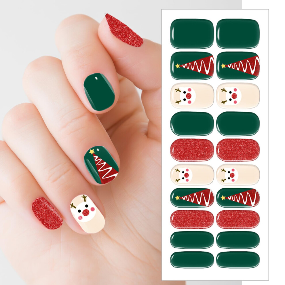 Light Christmas Semi Cured Gel Nail Strips For Uv 20Pcs Salon Quality Gel Nail Stickers