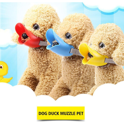 Silicone Dog Muzzle Duckbill Design for Small Dogs, Adjustable AntiBite Breathable Yellow 2