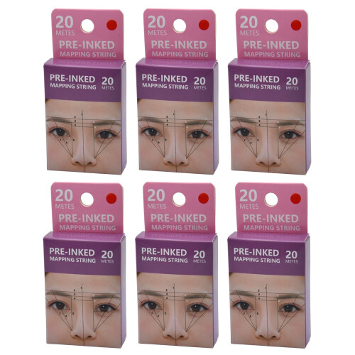 20m PreInked Eyebrow Mapping String Red Ink Thread 6 Pack for Precise Brow Marking