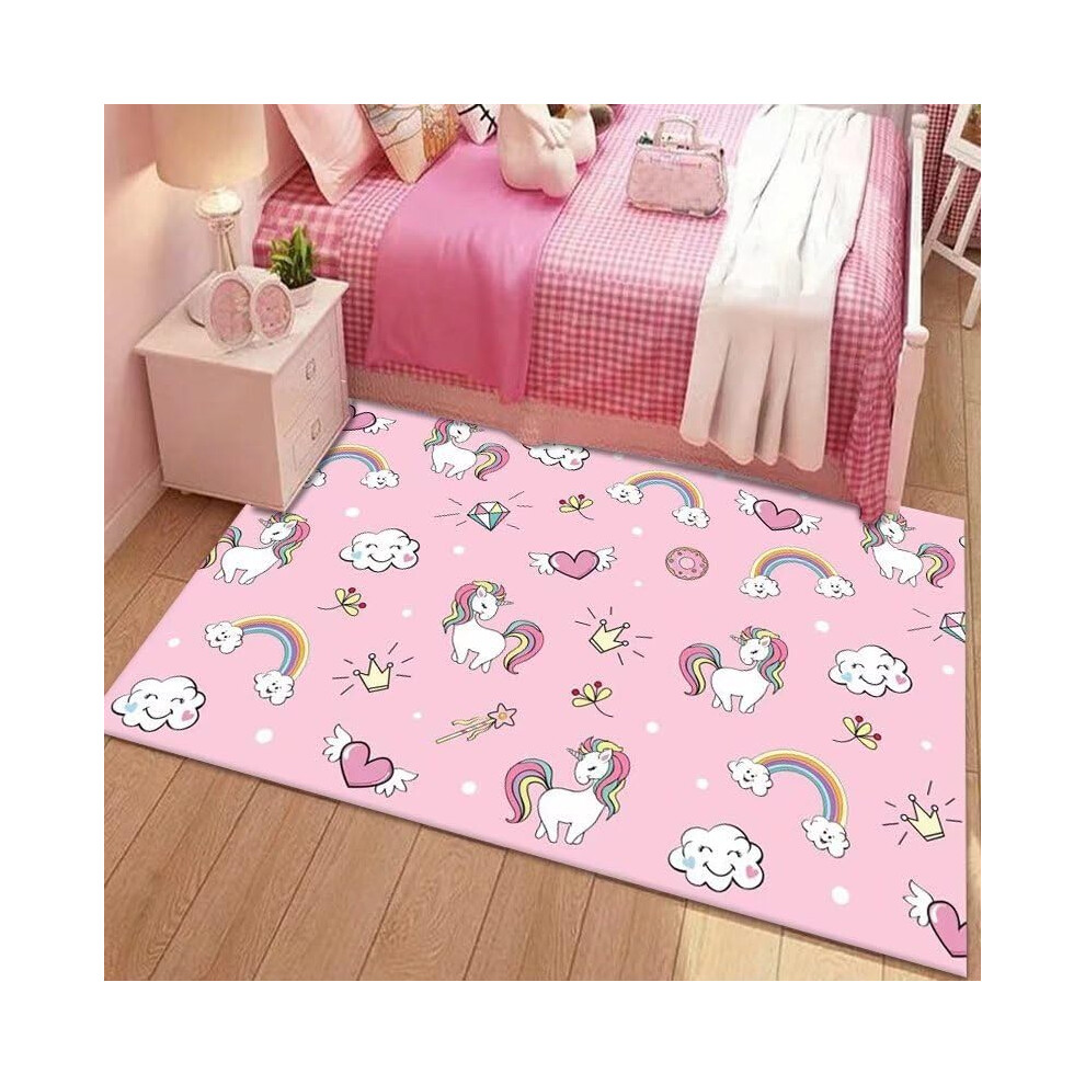Girls Kids Unicorn Rug Soft Cashmere Touch Washable Nonslip Carpet For Bedroom Nursery Playroom