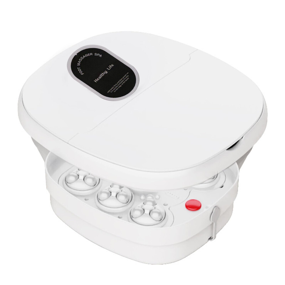Red/Light Collapsible Foot Spa With Heat And Bubble Massage, Therapy, Foldable Foot Bath Massager For Relaxation