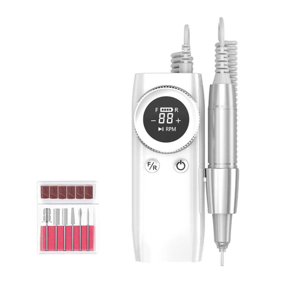 Electric Nail Drill 45000RPM Cordless Rechargeable Nail File with LED Display for Manicure