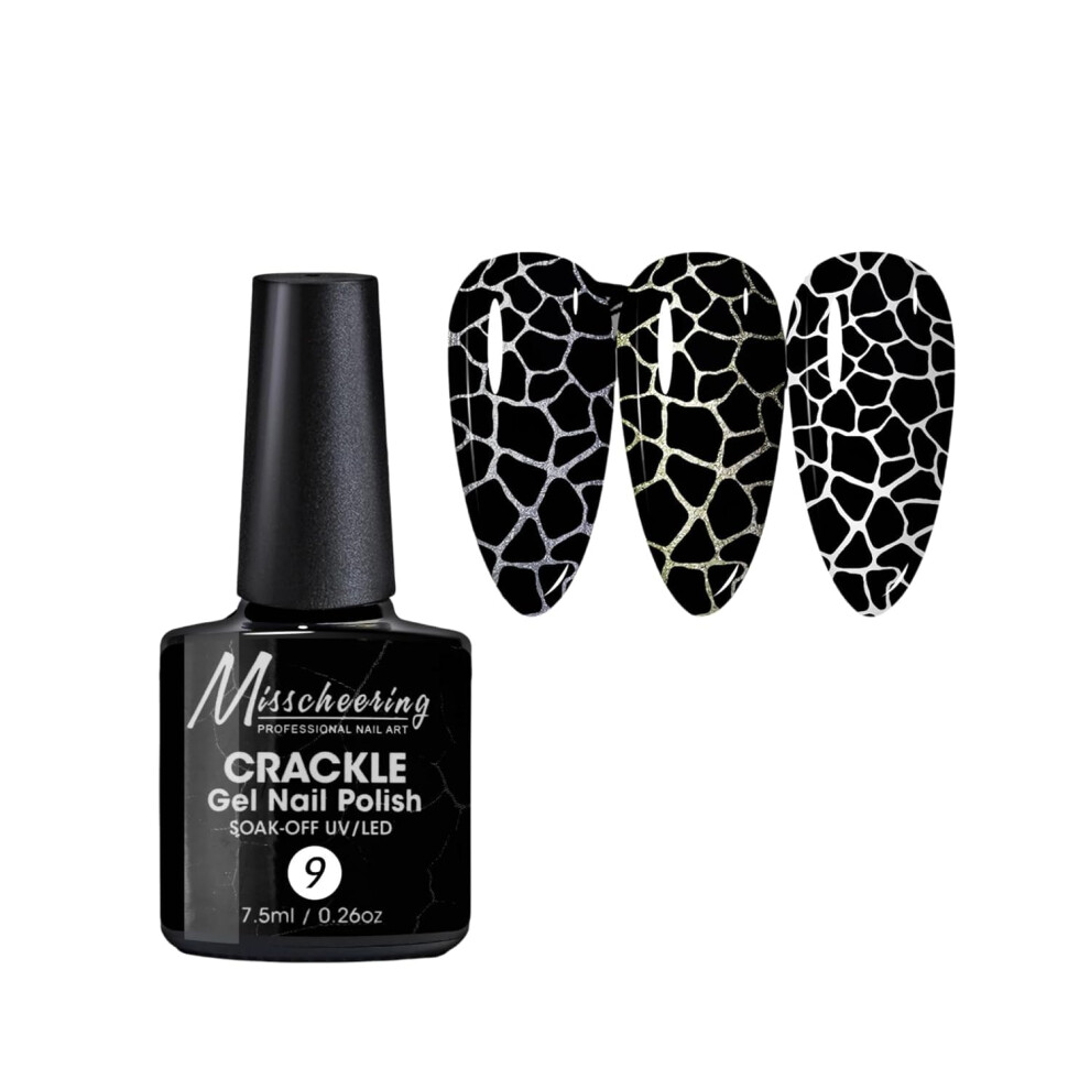 Crackle Gel Nail Polish with Sharp Texture, LongLasting UV LED Soak Off for Nail Art 7.5ml 09