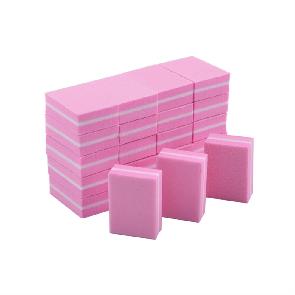 Pink Professional Nail File Buffer Kit 100Pcs Sponge For Acrylic Nails Smooth Edge Finishing