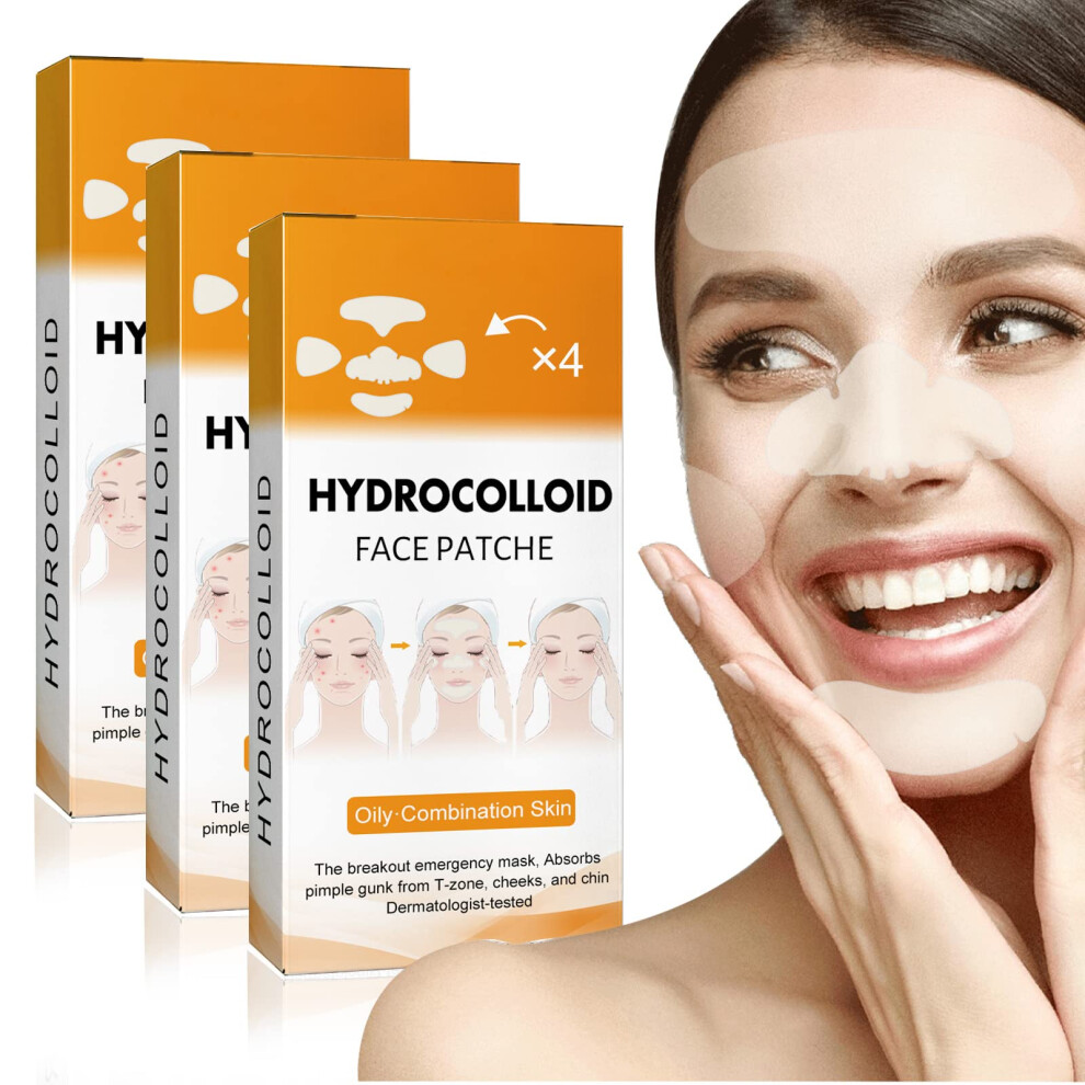 Hydrocolloid Pimple Patches for Full Face Overnight Acne Care Large Nose Chin Cheeks Forehead 3x60