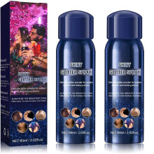 Glitter Spray for Hair and Body 60ml 2pcs, LongLasting Holographic Shimmer for Festivals and Parties