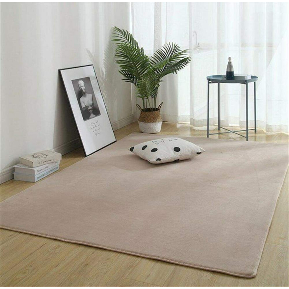 Baby Play Mat Soft Nonslip Velvet Crawling Rug Large Nursery Carpet 140X200cm Camel Coral