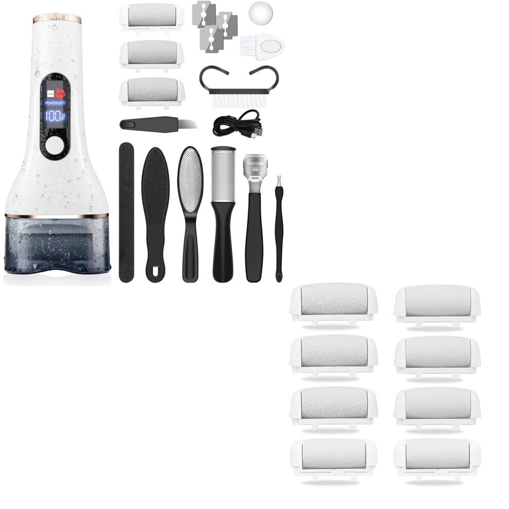 Electric Callus Remover for Feet Waterproof IPX7 Rechargeable Foot File with 3 Rollers and Light