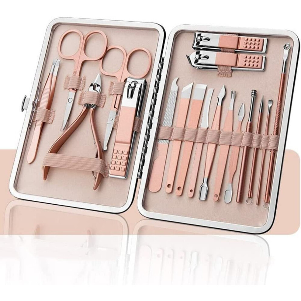 Manicure Pedicure Set 18 Piece Stainless Steel Professional Nail Care Kit with Storage Case