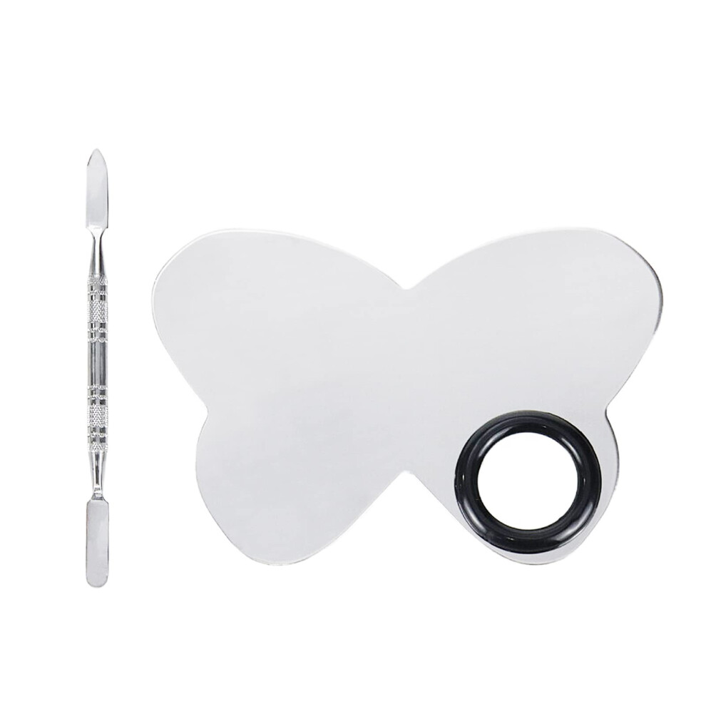 Butterfly Shaped Stainless Steel Makeup Palette with DualEnded Spatula for Precise Color Mixing