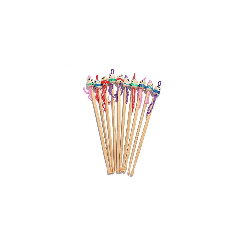 10Pcs Wooden Ear Pick Set with Ergonomic Spoon Tip, Reusable Bamboo Wax Remover for Ear Care