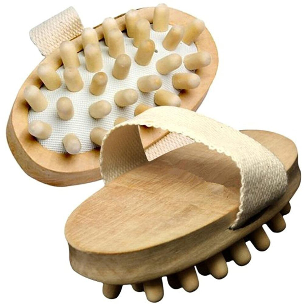Dry Brushing Body Brush with Natural Boar Bristles, Wooden Exfoliating Scrubber for Cellulite and Massage