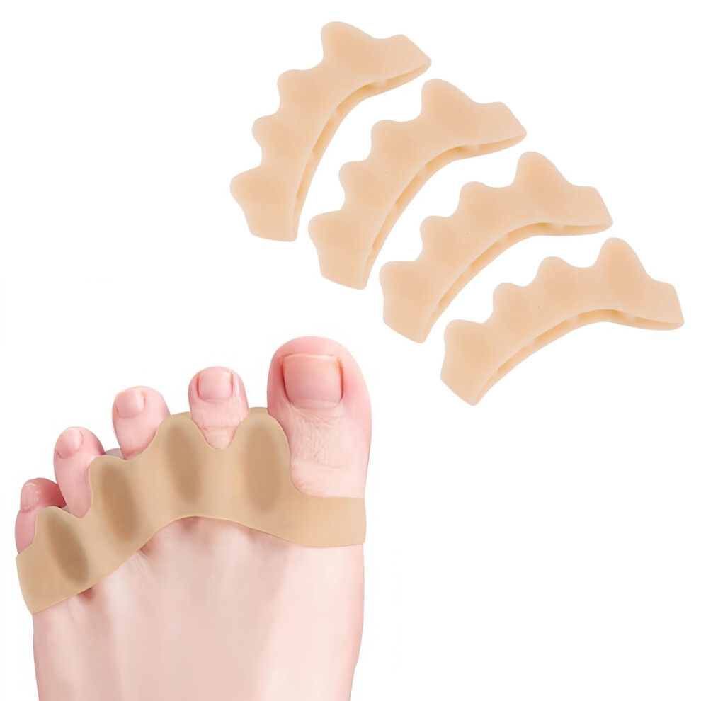 Silicone Toe Separators and Spacers for Bunion Relief, Alignment, Overlapping Toes, 4 Pcs