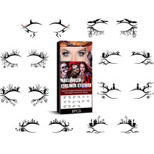 Halloween Eye Makeup Stickers with Spider Web and Skull Designs, 8 Sheets Temporary Eye Tattoos