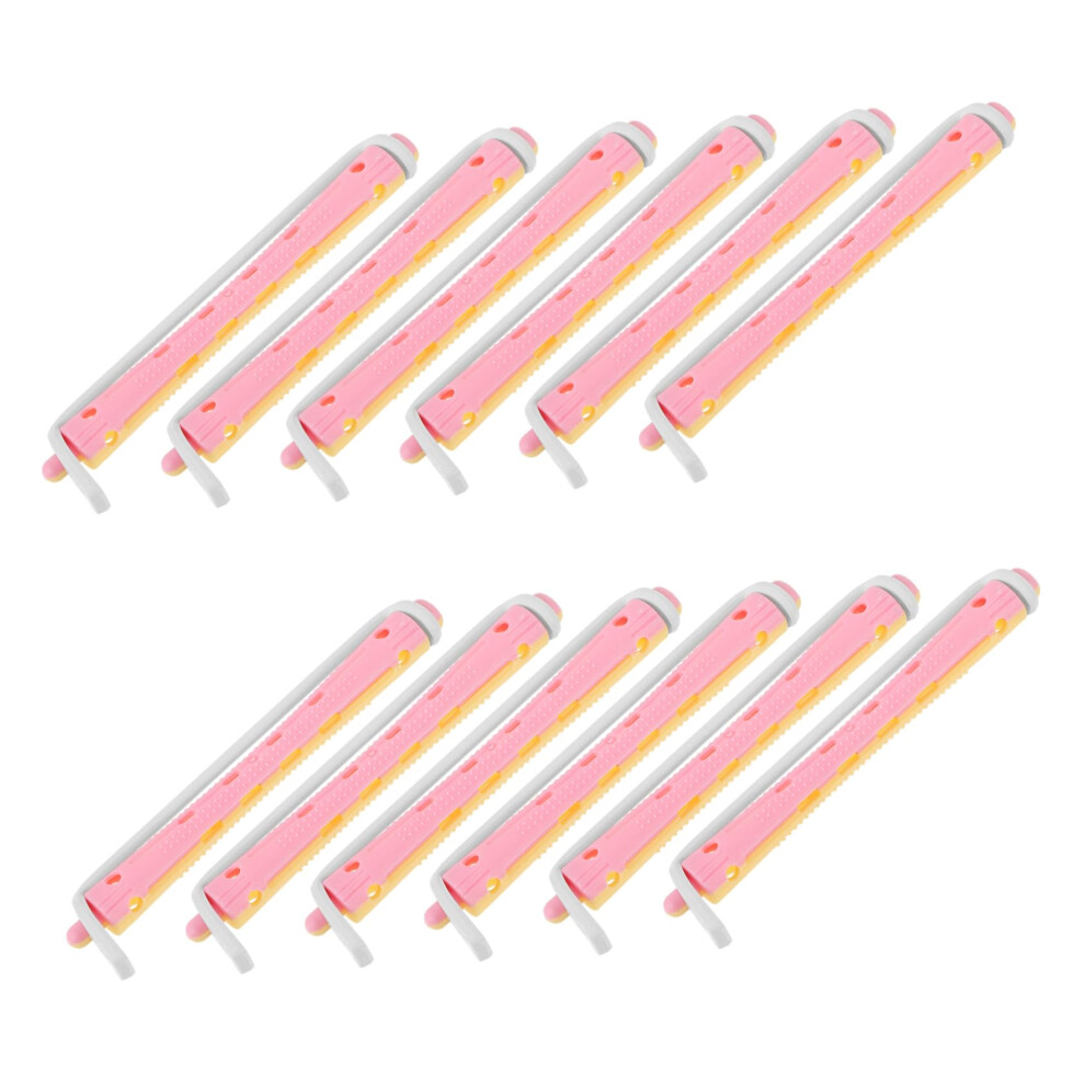 12pcs Flexible Plastic Perm Rods Easy Curling Hair Curlers for Long and Short Hair Travel Use