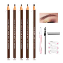 Waterproof Eyebrow Pencil Set Dark Brown with Pull Cord PeelOff Design and Trimming Tool