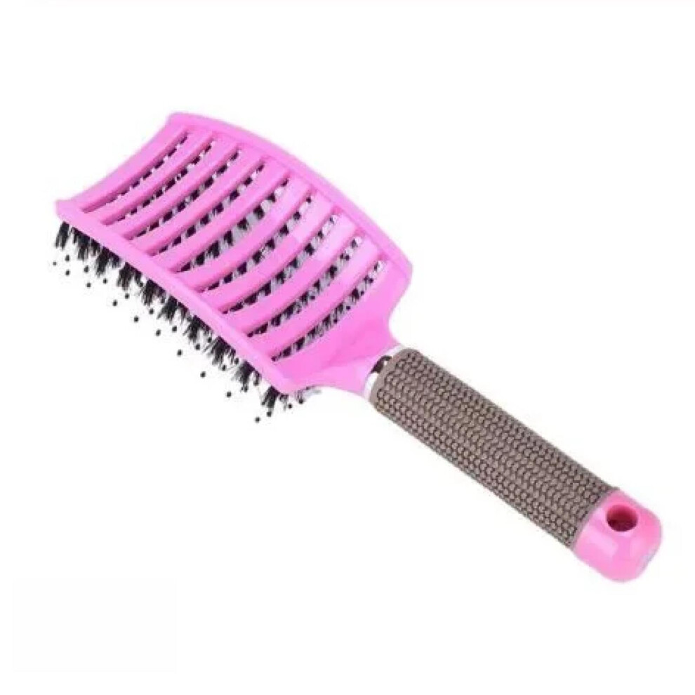 Pink Vented Detangling Hair Brush With Nylon Bristles For Blow Drying And Wet Or Dry Hair