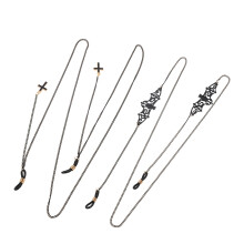 12Stk Schwarze Goth Brillenketten Metall Für Damen Halloween Deko
