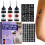 Temporary Tattoo Kit with 3 Bottles Semi Permanent Ink, 84 Unique Waterproof Stencil Patterns 1