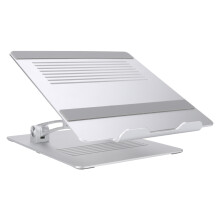 Ergonomisk metalstativ med stabil, tung base, justerbar højde og foldbar montering, skridsikker silikonebeskyttelse, sandblæst, oxideret overflade,