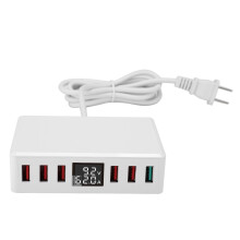 USB-Ladestation mit LCD-Display, Multi-Port-USB-Hub mit automatischer Erkennungstechnologie und Schnellladefunktion für iPhone, Samsung, iPad und
