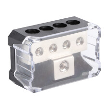 Power Distribution Block For Car Audio System, High Performance Copper 4-Way Connection Ground Distribution Block With Deep Wire Recesses And