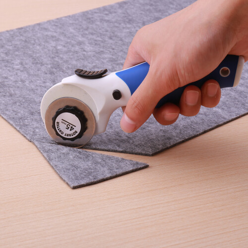 Rotary Fabric Cutter 45Mm Multi Material Compatible Ergonomic Handle Ultra Sharp Titanium Coated Blade For Quilting Scrapbooking Diy Projects 1