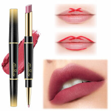 Double Ended Auto Rotating Lip Liner and Matte Lipstick, 14 Colors Long Lasting Smooth Pencil