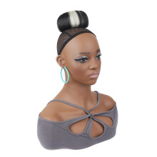 Braided Chignon Bun Hairpiece Large Clip in Hair Bun with Blonde Highlights for Black Women