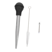 BBQ Meat Injector Stainless Steel Needle with Black Silicone Tube for Turkey, Grilling and Roasting