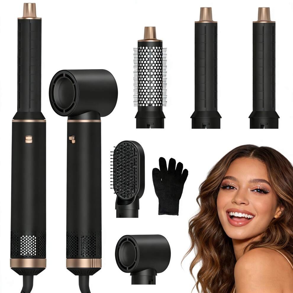 5 in 1 Blow Dryer Brush with Curling Iron, Ionic Hot Air Styler for Hair Styling and Volume
