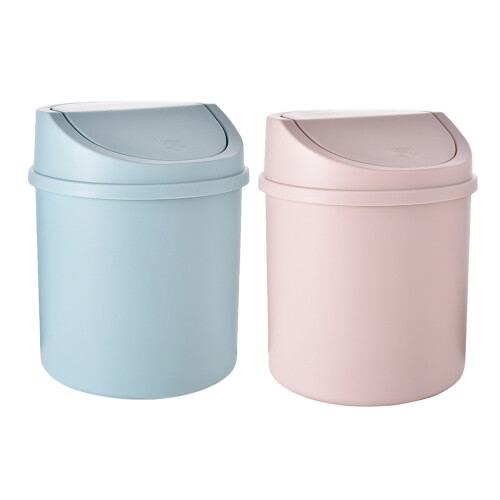 2Pcs Desktop Trash Cans Blue PP Small Household Waste Containers