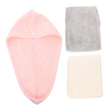 Hair Drying Towel Set, 3pcs Thick Microfiber Hair Wrap with Button, Quick Absorbent for Women