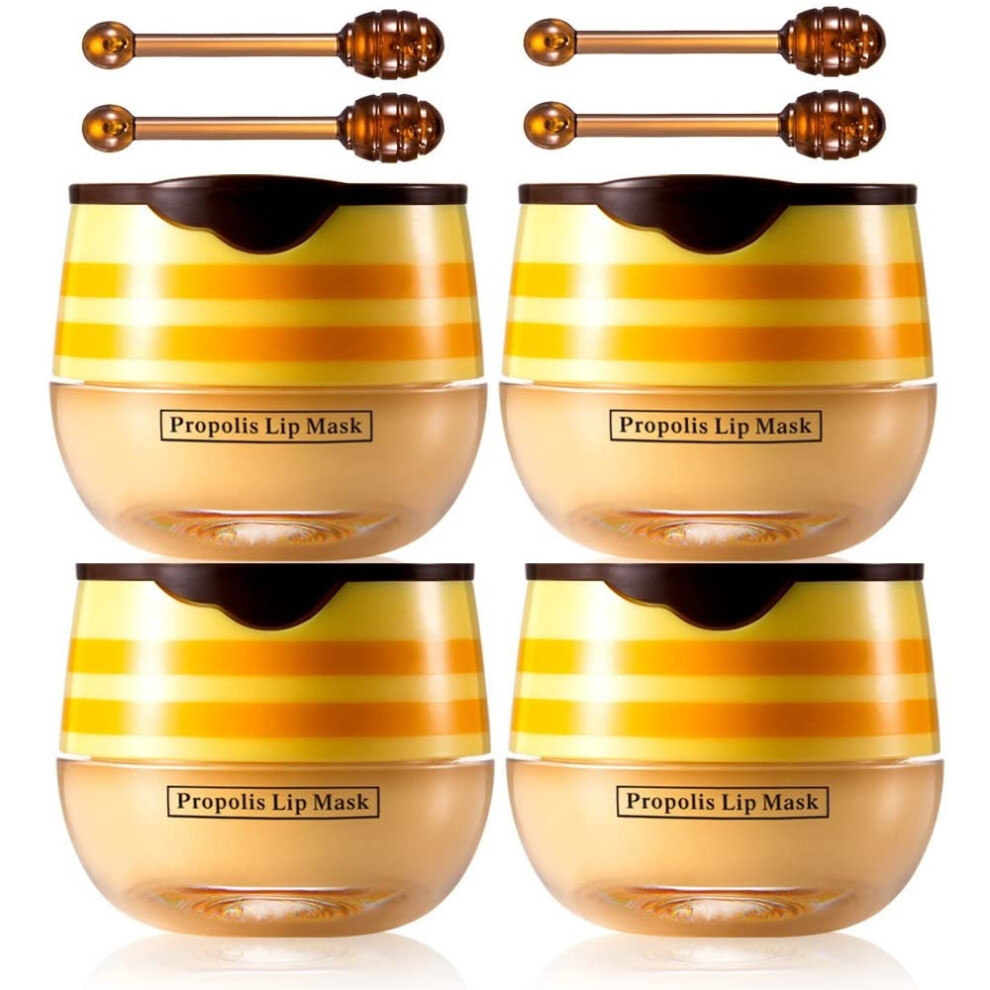 4 Pcs Honey Lip Balm with Vitamin E, Deep Hydration and Overnight  Treatment