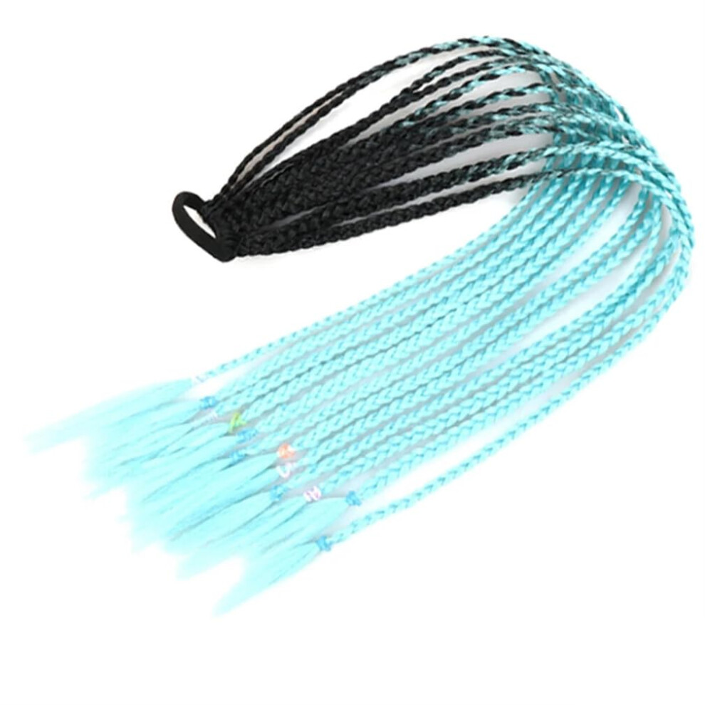 Unisex Synthetic Rainbow Braided Ponytail Hair Extension 60Cm With Elastic Bands For Girls
