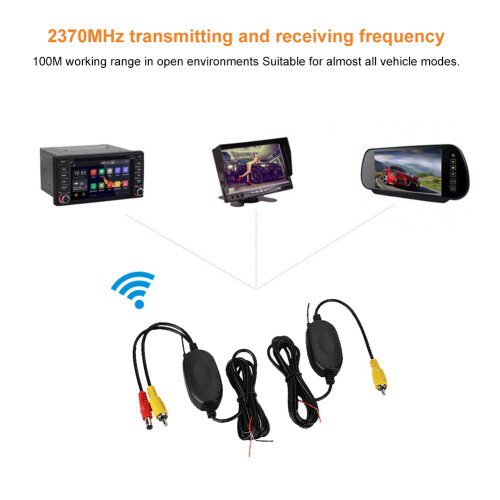 2.4G Wireless Color Video Transmitter Receiver Kit For Vehicle Backup System High Sensitivity Long Range Connection Easy Plug And Play Installation 1