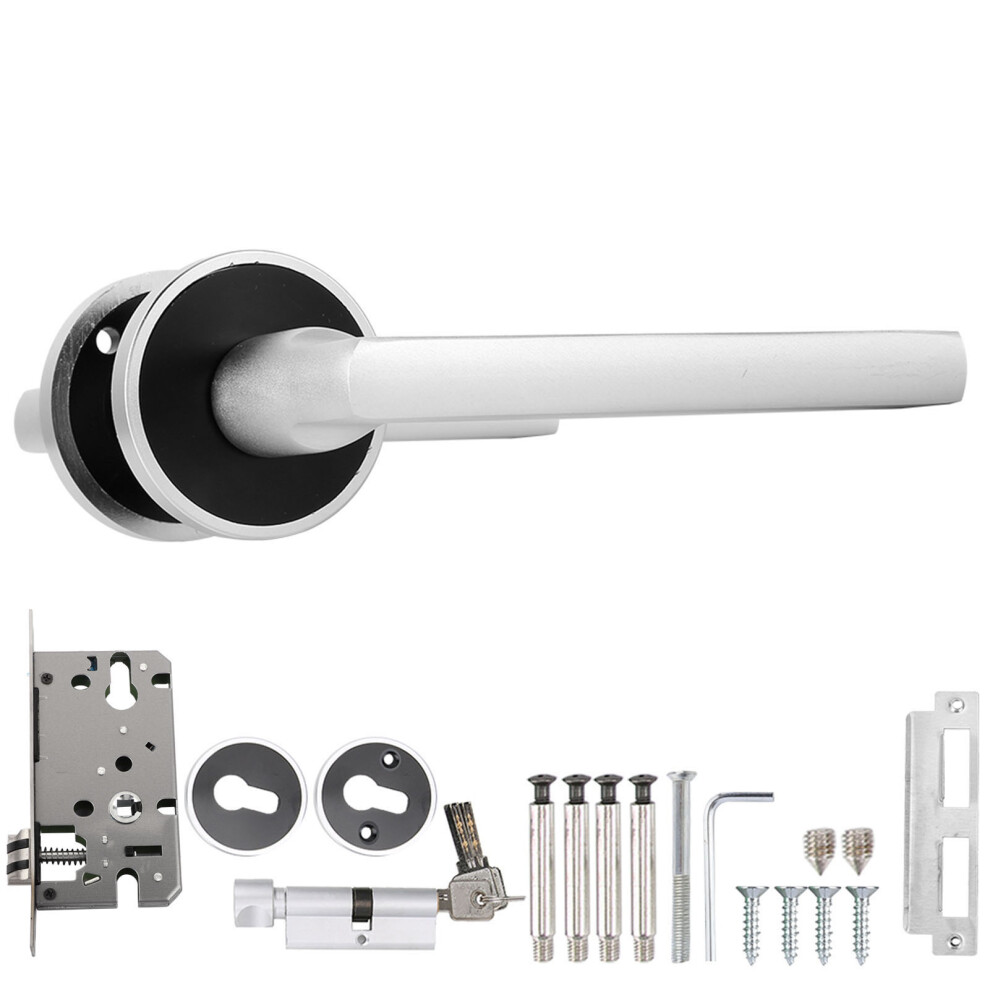 Door Lever Handle With Disk Rosette, Brushed Stainless Steel Finish High-Density Cylinder Anti-Collision Thickened Tongue, Ergonomic Anodized Grip 9138057884494