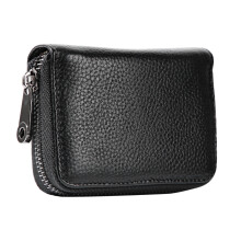 Zipper Closure RFID Blocking Accordion Wallet Genuine Leather Compact Size Large Capacity Card Organizer Credit Card Protector For Portable Design