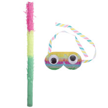 2 mehrfarbige Papier- -Pinata-Stäbe mit Maske, Partyzubehör
