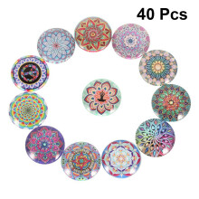 40Pièces Patchs Verre Ronds Lotus Colorés Accessoires DIY Créatifs