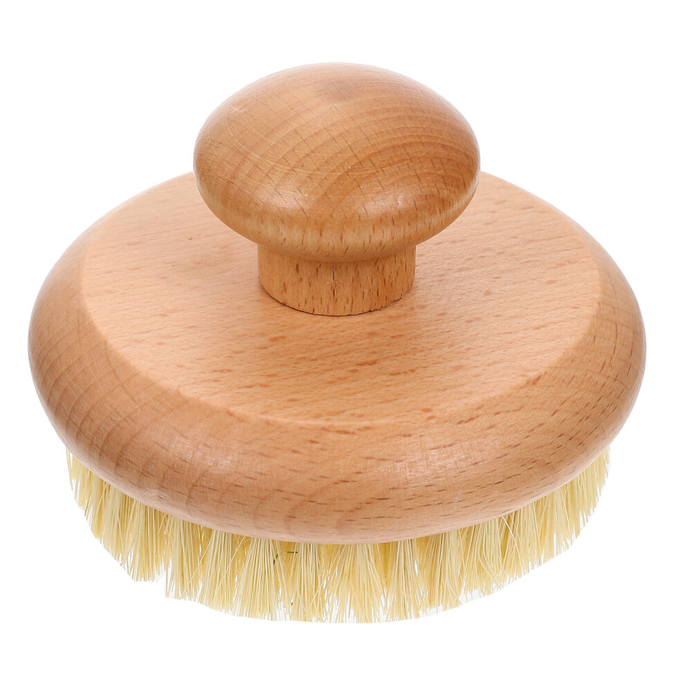 Solustre 4Pcs Round Handle Scrub Brush Wooden Household Foam Brush
