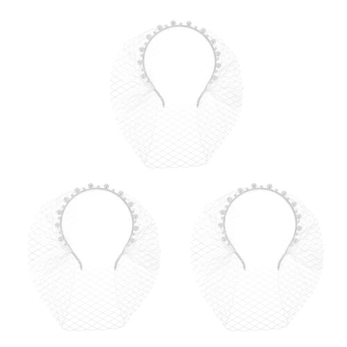 3Pièces Voile Cage À Perles Tulle -Tête Cérémonie 2