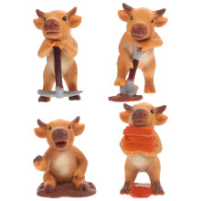 4Pcs Miniature Cow Model Working Cattle Toy Desktop Figurines Statue