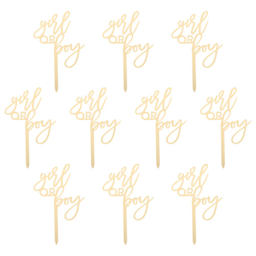 50Pcs High-Definition Golden Plastic Cake Inserts for Baby Shower 1