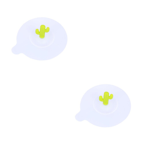 2Pcs Green Silicone Drink Cover Cactus Shape Cup Lid for Beverage Use 2